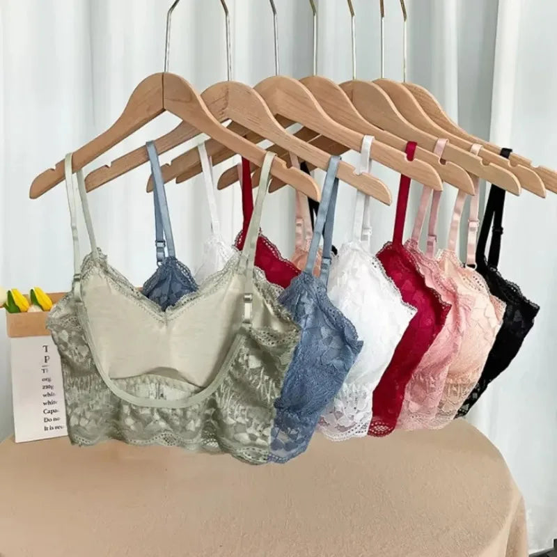 Open Back Bra Lace Bralette U Type Wirefree Boneless Brassiere Floral Women Top Backless Underwear Sexy Bras