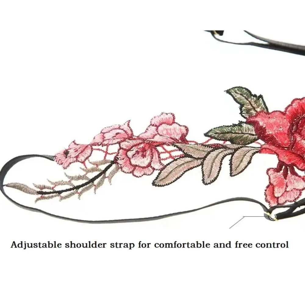 Sexy Embroidered Rose Lingerie Halter Bra Three-point Set Erotic Underwear Party Dresses Lingеrie New in Matching Sets Long Full