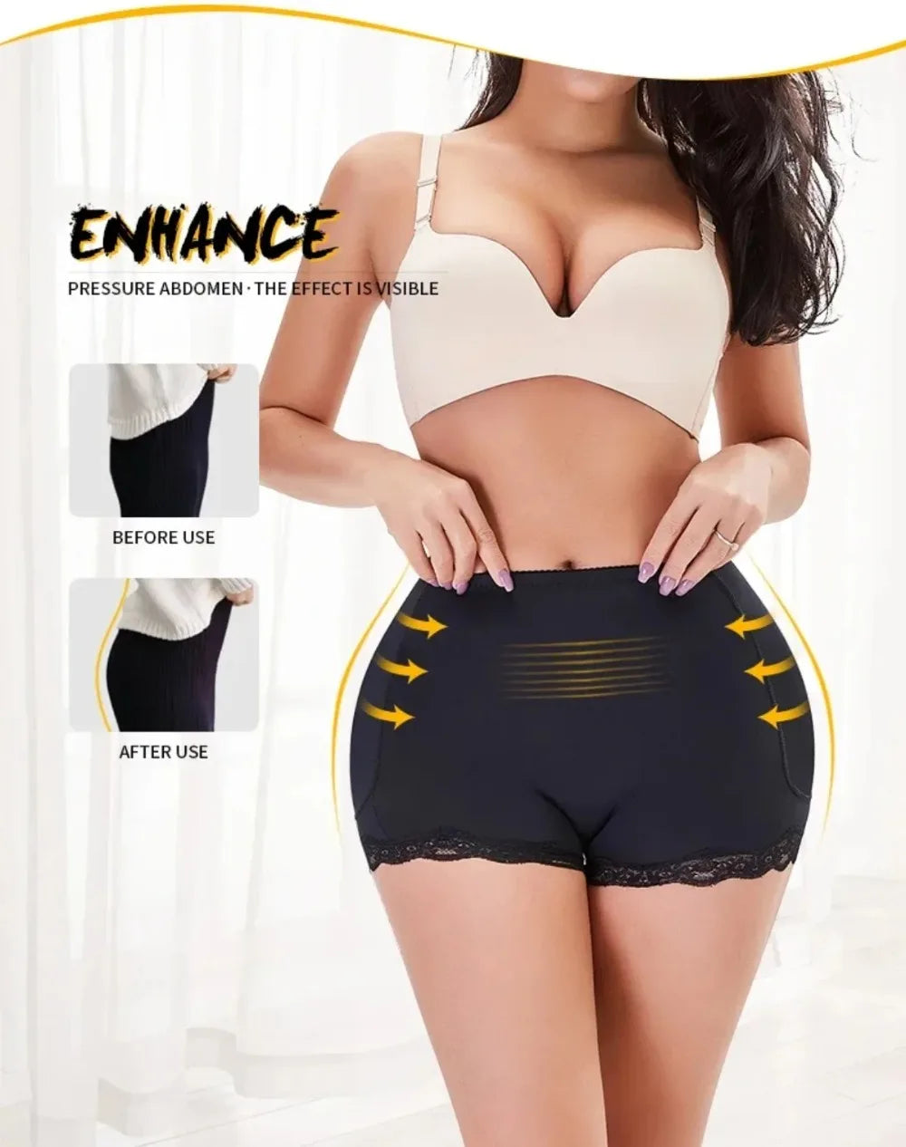 Shapewear Women Seamless Lace Trim Padded Push Up Butt Lifter Panties Shapewear Body Shaper Women Underwear Accessories 1PC