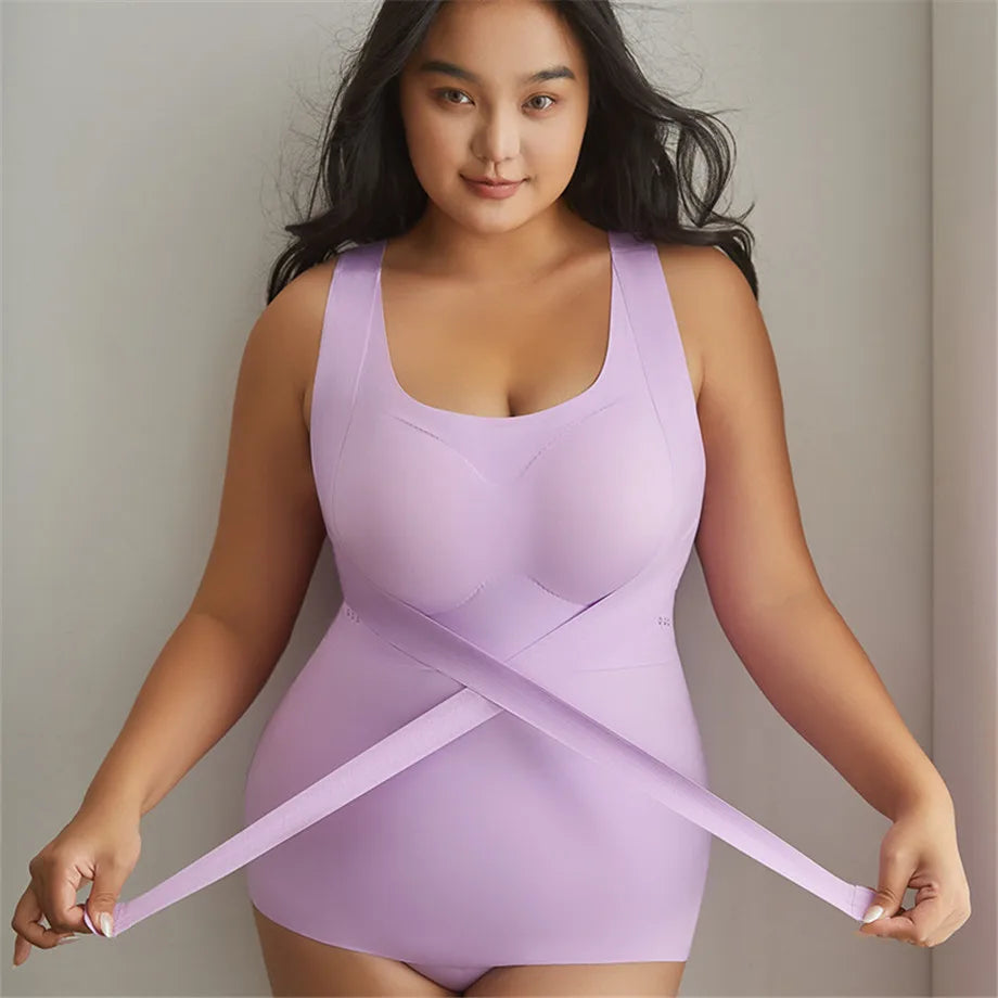 Body Shapewear for Women Seamless Solid Shaping Full Bodysuit Crew Neck Tummy Control Slimming Body Shaper Underwear & Shapewear