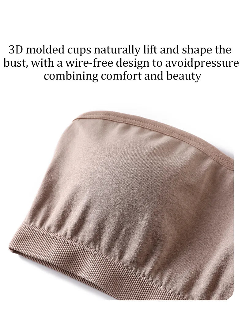 Daily Strapless and Wireless Women's Front Button Bra, Seamless Chest pad Comfortable Push-up Trendy Solid Color Lingerie