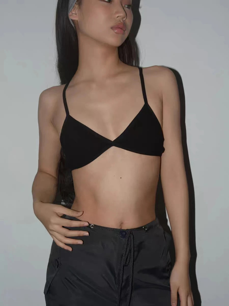 Sexy Seamless Bra Bras For Women Deep-V Triangle Thin Bralette Back Bra Underwear Top Female Solid Shoulder Strap Vest Lingerie