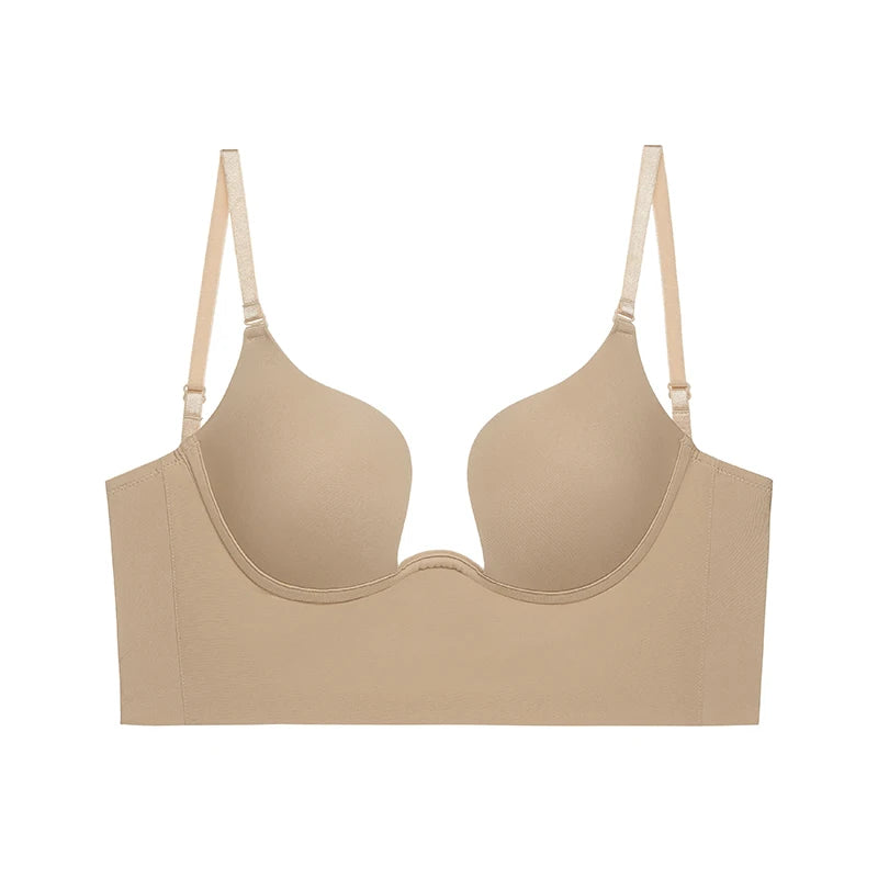 convergence Push Up Bra Backless Women Bras Low Cut Sexy Plunge Brassiere Open Back Underwear Invisible Deep U backless Lingerie