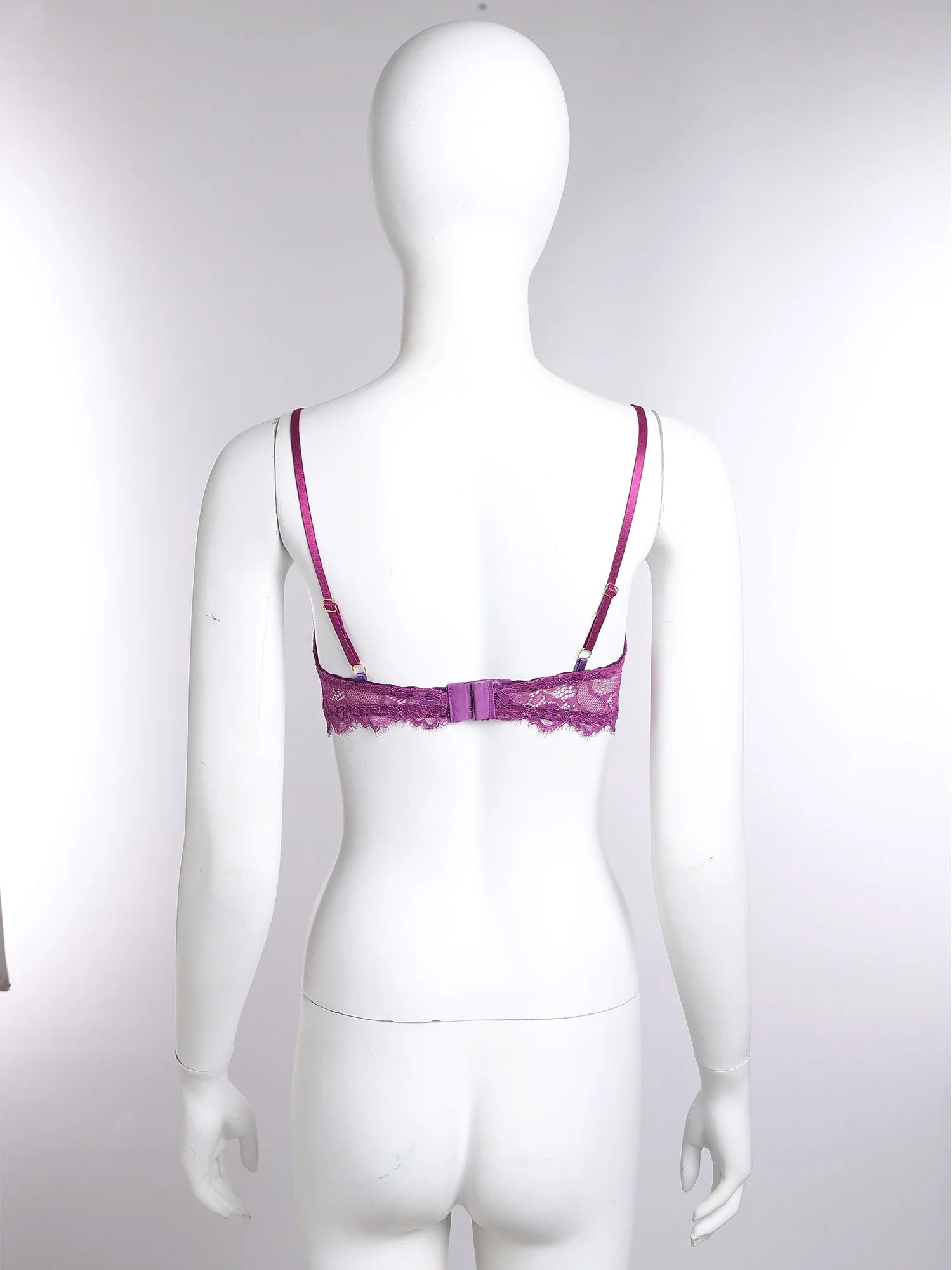 Women Padded Cup Push-up Underwire Bra Balconette Lingerie 1/4 Cup Floral Lace Single Bra Exposed Nipples Chest Halter Brassiere