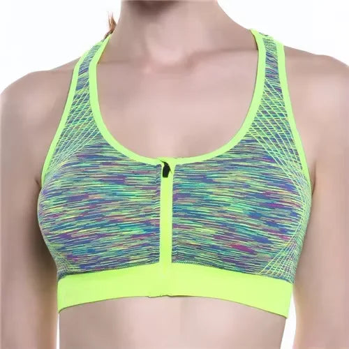 Women Sports Bra Front Zipper Sports Bra Breathable Shock-proof Underwear High Impact Yoga Bra Running Fitness Workout Tank Tops