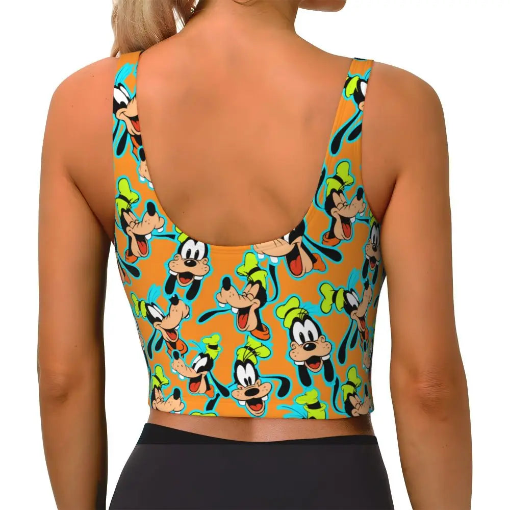 Custom Goofy Cartoons High Impact Sports Bras for Women Mangas Seamless Workout Running Crop Tank Tops