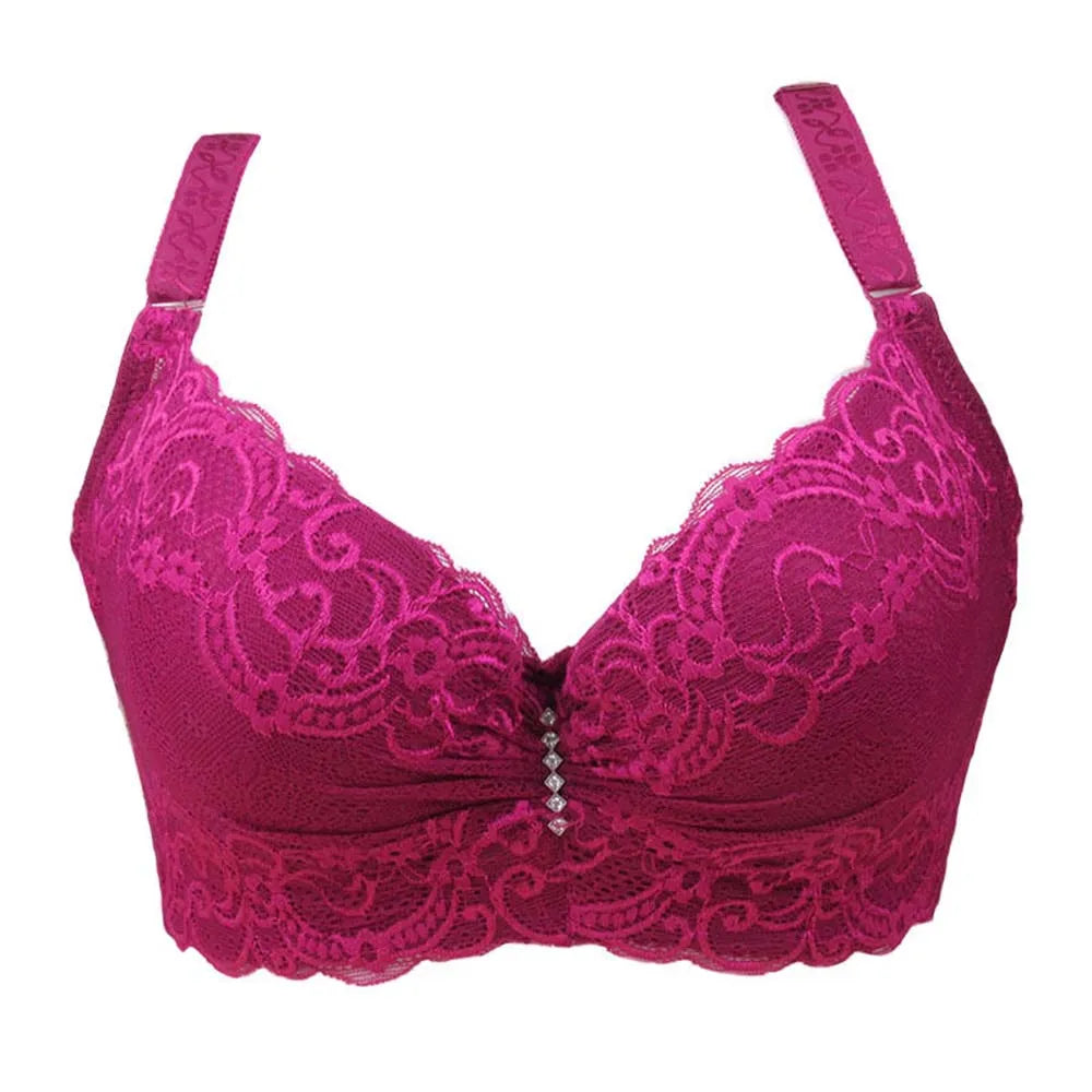BCHRAYIUP Women's Underwire Padded Plunge Push Up Bra Sexy Flora Lace Deep V Full Cup Bra 34 36 38 40 42 44 46 B C D E