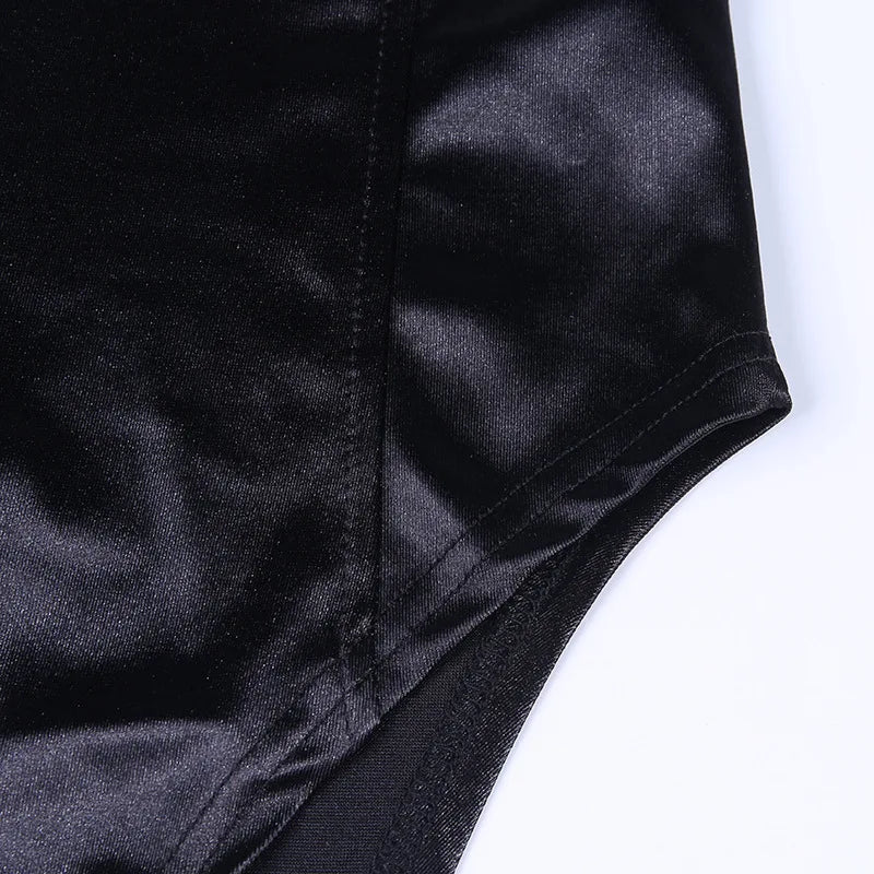 Skinny Sexy Bodysuit Lingerie V-neck Body Feminino Bright Silk One-pieces Tops Women Rave Outfit Sleeveless Lenceria Femenina