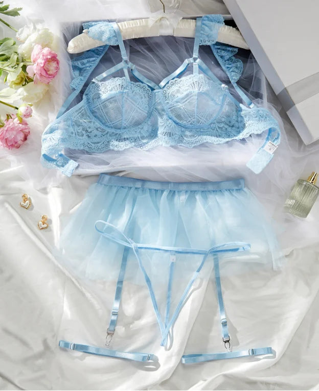 Erotic Lingerie Set Babydoll Sensual Lingerie Lace 2024 Bra Set For Women Underwear Intimate Sexi Costumes Bra And Panty Set