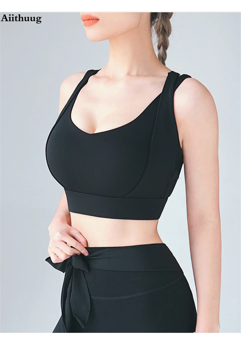 Aiithuug Sports Bras for Yoga Gym Workout Crop Top Fitness Tops Bounce Control Jogging Bras Push Up Running Top Active Wear