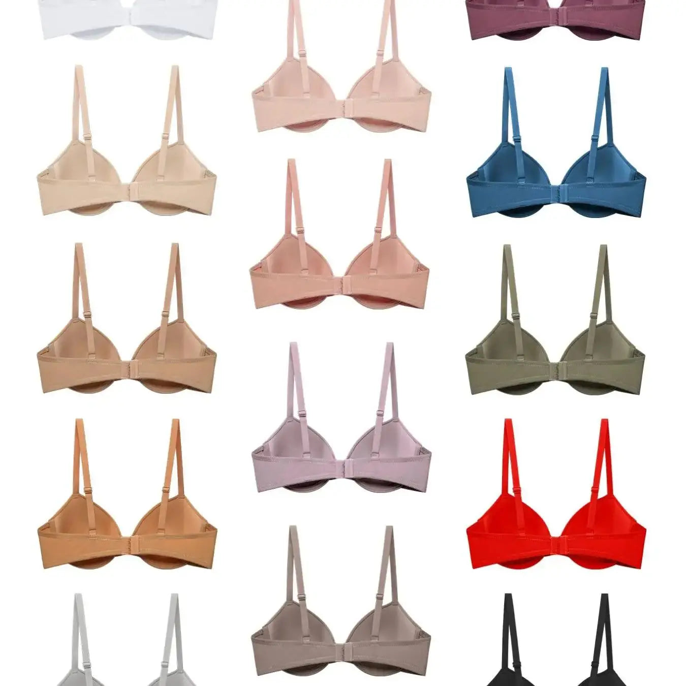 Women’s Simple Push-Up Bra Set Random 3-Pack Adjustable Straps Back Closure Soft Breathable Thin Lined Bra for Summer Beach Wear