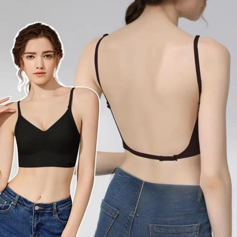 Women’s Deep U Beauty Back Plunge Bras Invisible Bra Push Up Underwear Sexy Invisible Lingerie for Dresses Solid Braletter