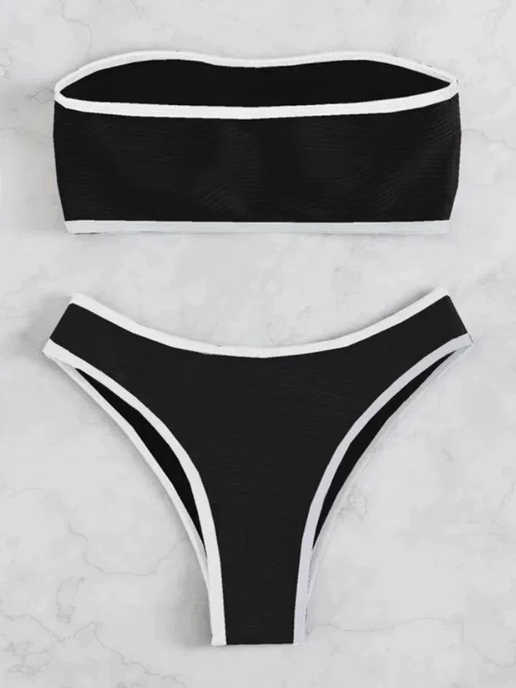Bikini Sexy Women Swimsuit New Solid Bandeau Bikinis Set Thong Swimwear Summer Biquini 2 Piece Bathing Suit Beach Female