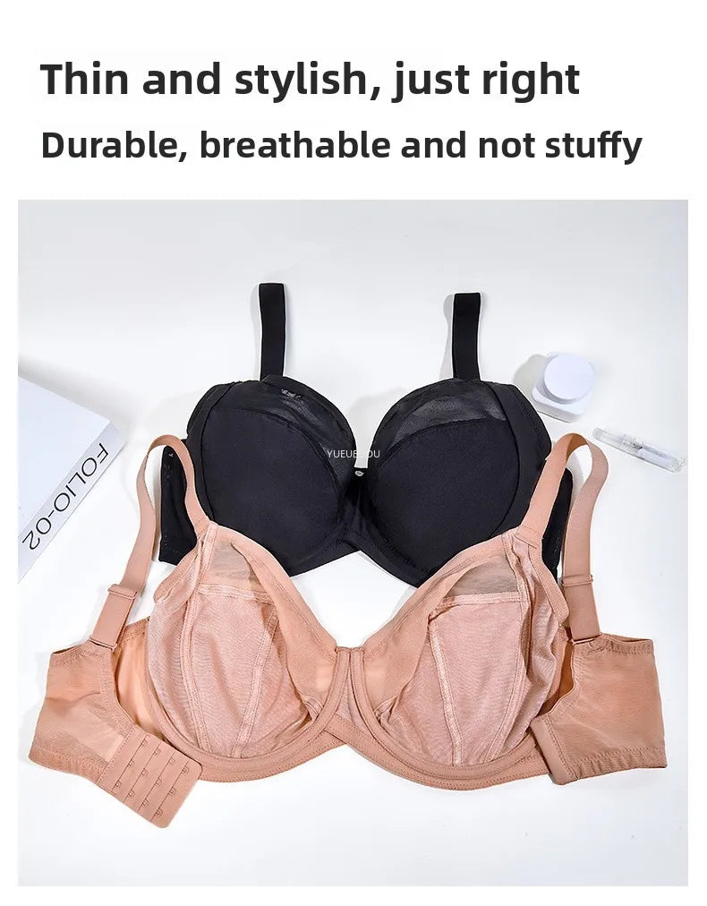 Plus Size Minimizer Bra Full Coverage Lift Support for Large Bust Wirefree Comfort Breathable Mesh Anti-Sagging E F G H I Cup