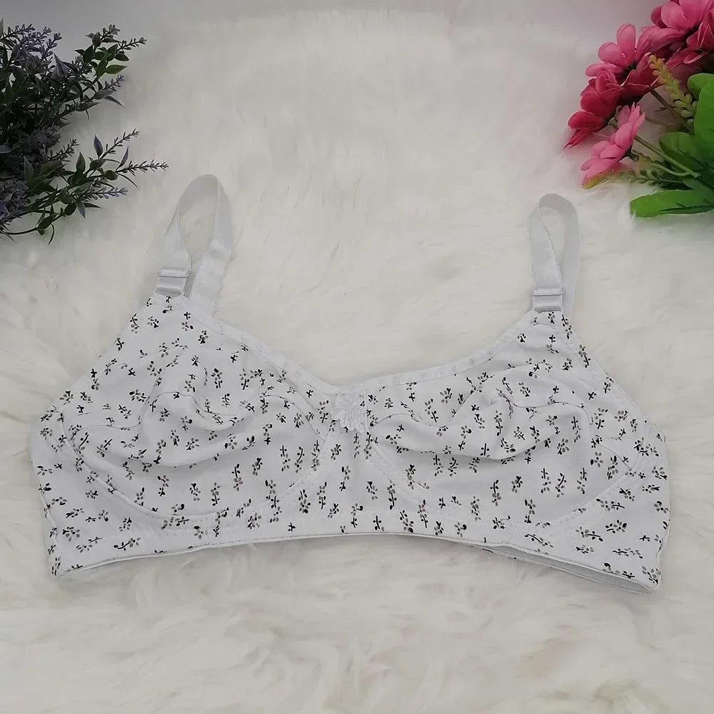 Printing Floral unlined cotton bra comfortable bras for women push up Seamelss underwear sexy lingerie plus size bra 34B-46C C32