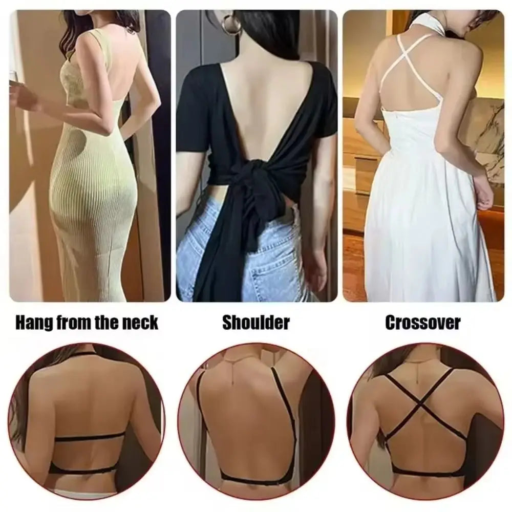 Fashion Nylon Cotton Women's Invisible Bra No Steel Frame Backless U Plunge Bras Breathable Brassiere Women Girls