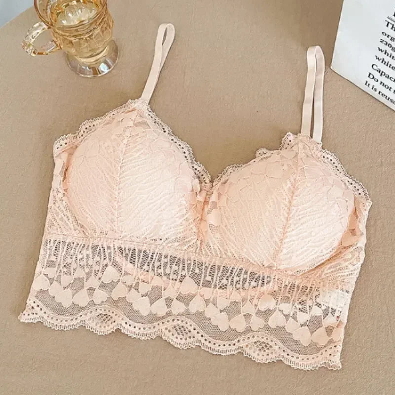 Open Back Bra Lace Bralette U Type Wirefree Boneless Brassiere Floral Women Top Backless Underwear Sexy Bras