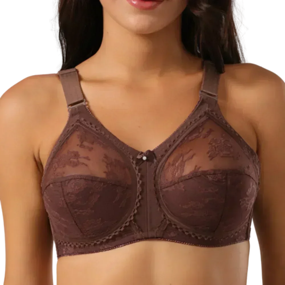Women's Plus Size Bra Floral Lace Full Coverage Sexy No Steel Ring Bra Wrap Chest Sleeping Underwear Seamless Bras For Woman
