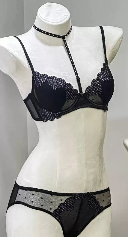 Lace Plunge Bra Push Up Bralette See Through Mesh Lingerie Double Layer Deep V Top Flattering Fit for Petite Bust Everyday Wear