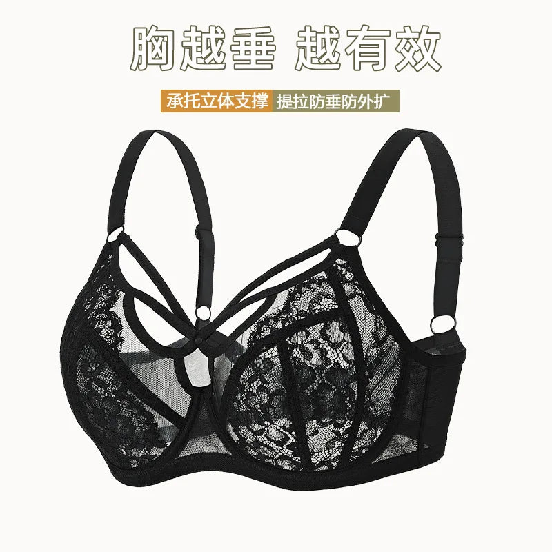 Plus Size Full Coverage Bras for Large Bust , Minimizer Lift Support , Lace Breathable Thin, D-K Cup , For Curvy Women