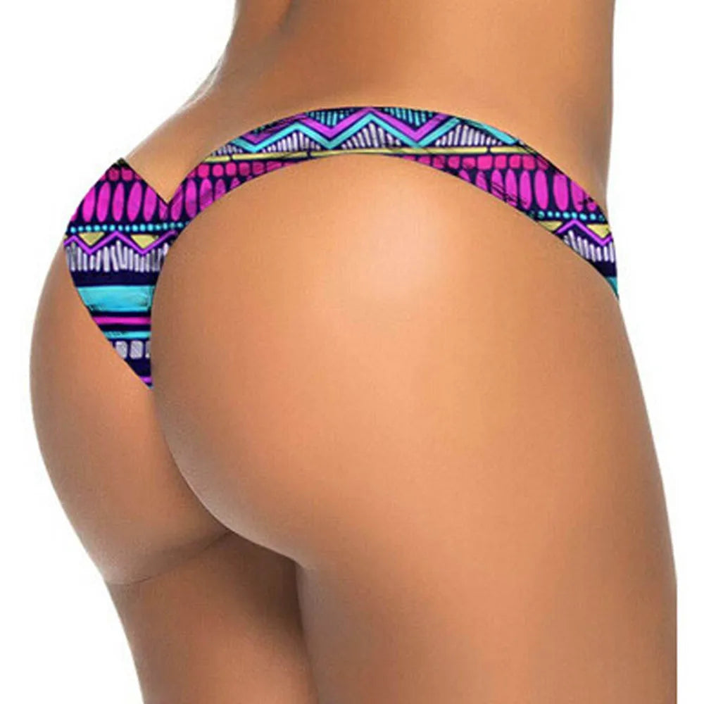 Women Brazilian Print Bikini Bottom Thong Bathing Beach Swimsuit Swimwear Summer Beach Comfortable Sexy Bikini 2025 Mujer