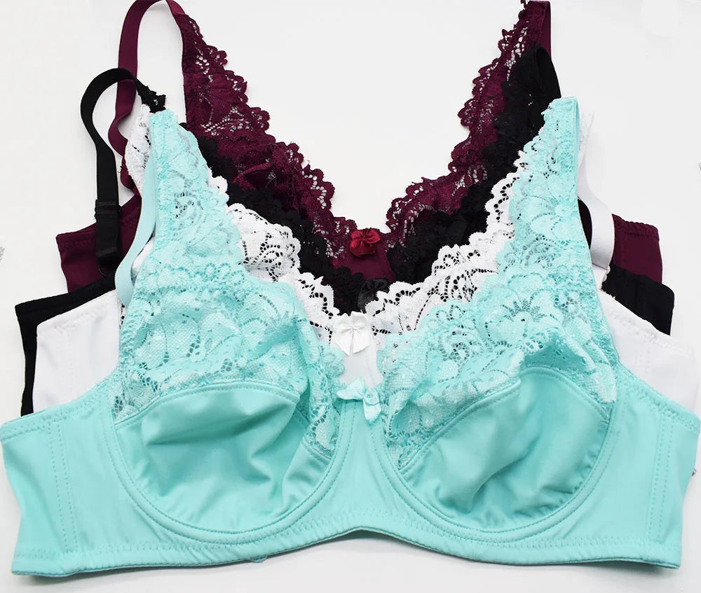 Bras For Womens Lingerie Floral Lace Bra Underwire Brassiere Perspective Plus Size Underwear Female Sexy  BH Tops