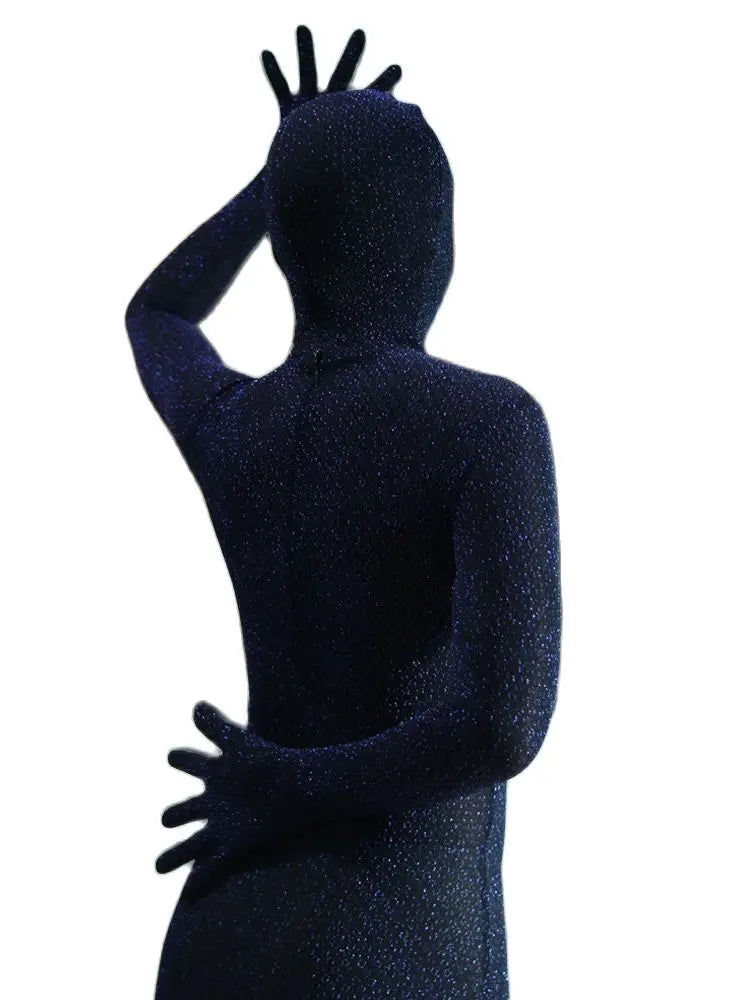 Separate Finger Hooded Catsuit Tights Full Coat Zentai Transparent Sexy Leotard Conjoined Jumpsuit Unitard Performance Overalls