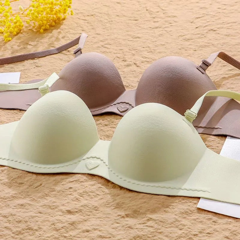Women's Half Cup Bra Non-Slip Underwear for Small Breasts Gathered without Marks with Side Breast Adjustment