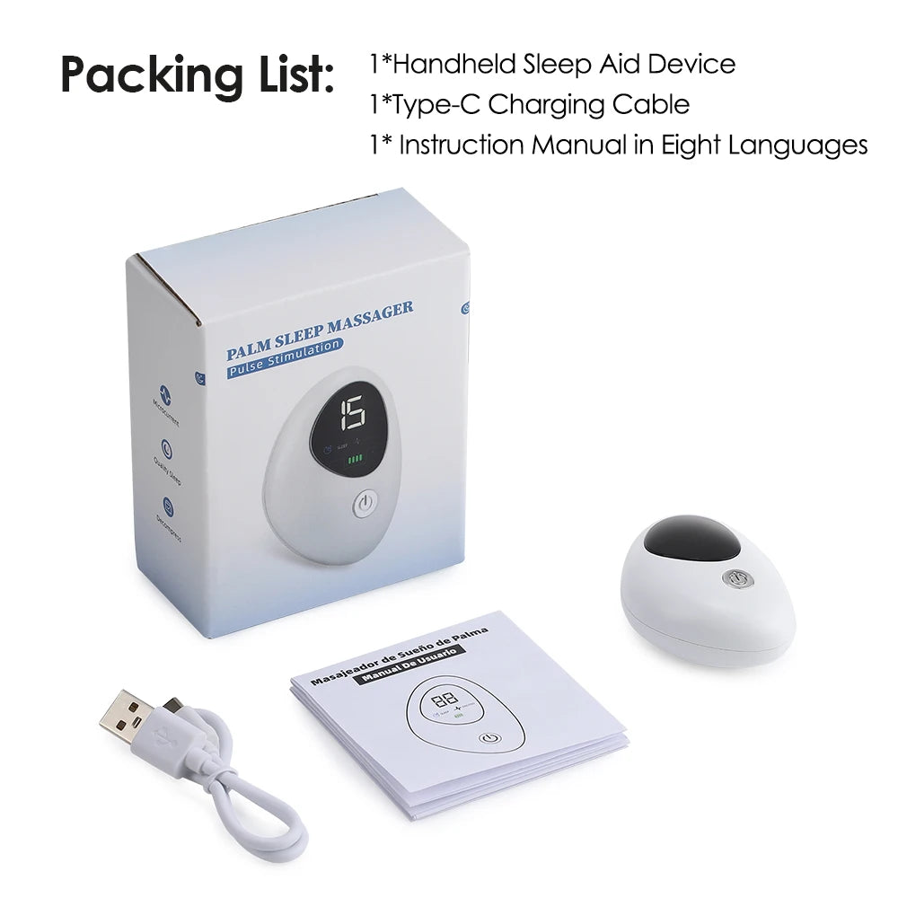 Microcurrent Sleep Aid Device EMS Sleep Aid Machine Sleep Instrument for Insomnia Stress Anxiety Relief Palm Pulse Massager