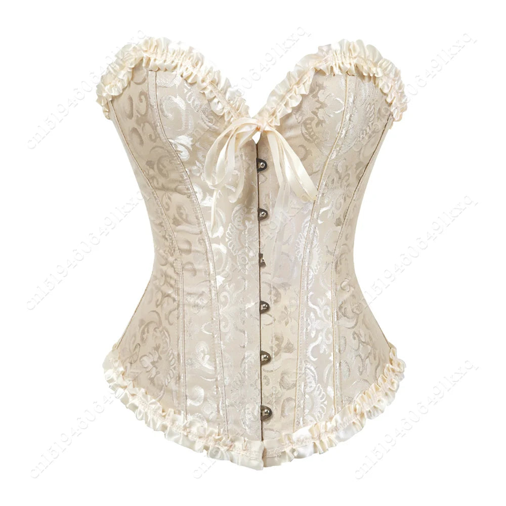 Corset Bustier Top for Women Bustier Overvst Sexy Lace Up Sexy Floral Corset Lingerie Gold Yellow