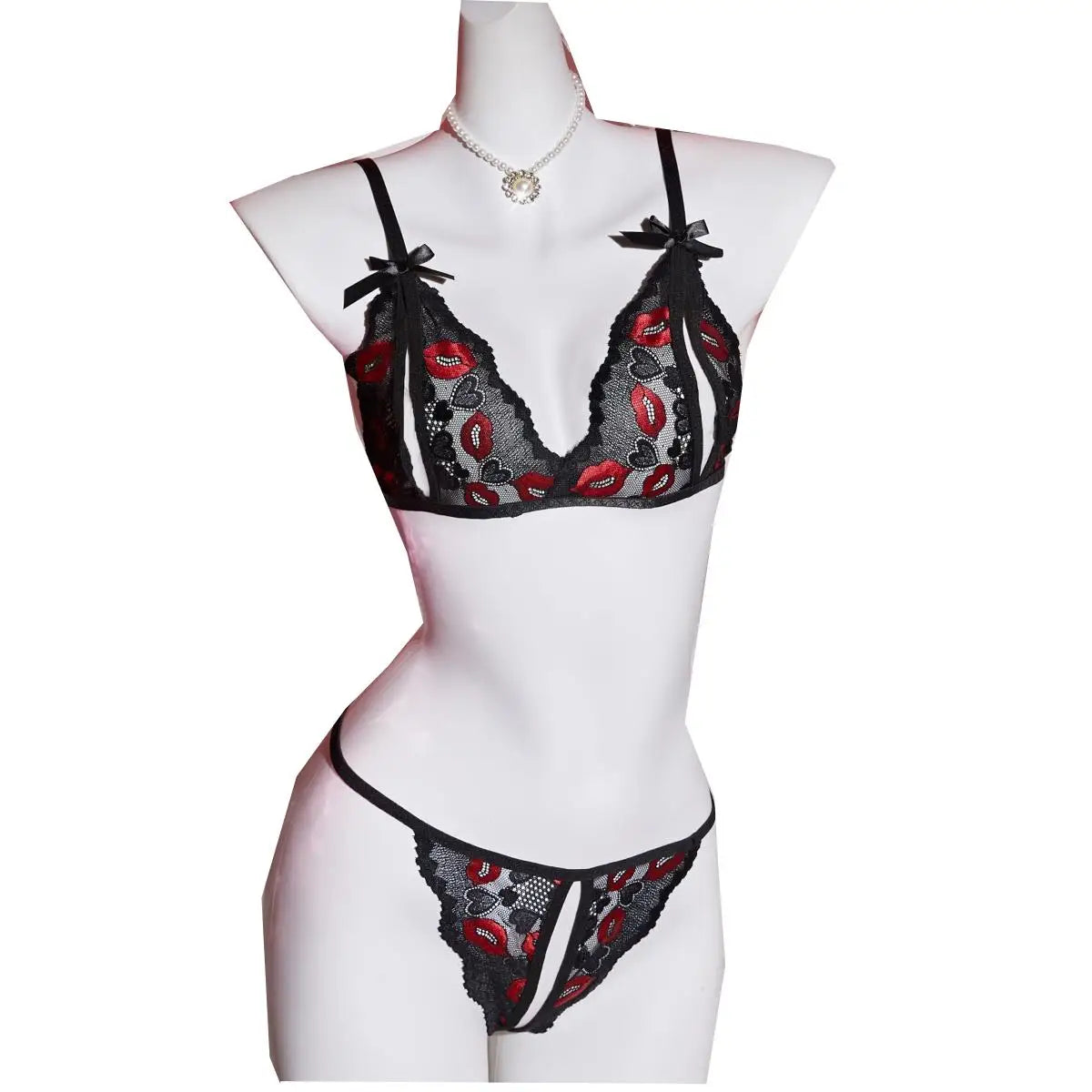 Sexy Adult Lingerie Sets Lace Embroidery Open Bra Suit Erotic Hot Crotchless Thong 2PCS Set Female Camisole Ultra Thin Underwear