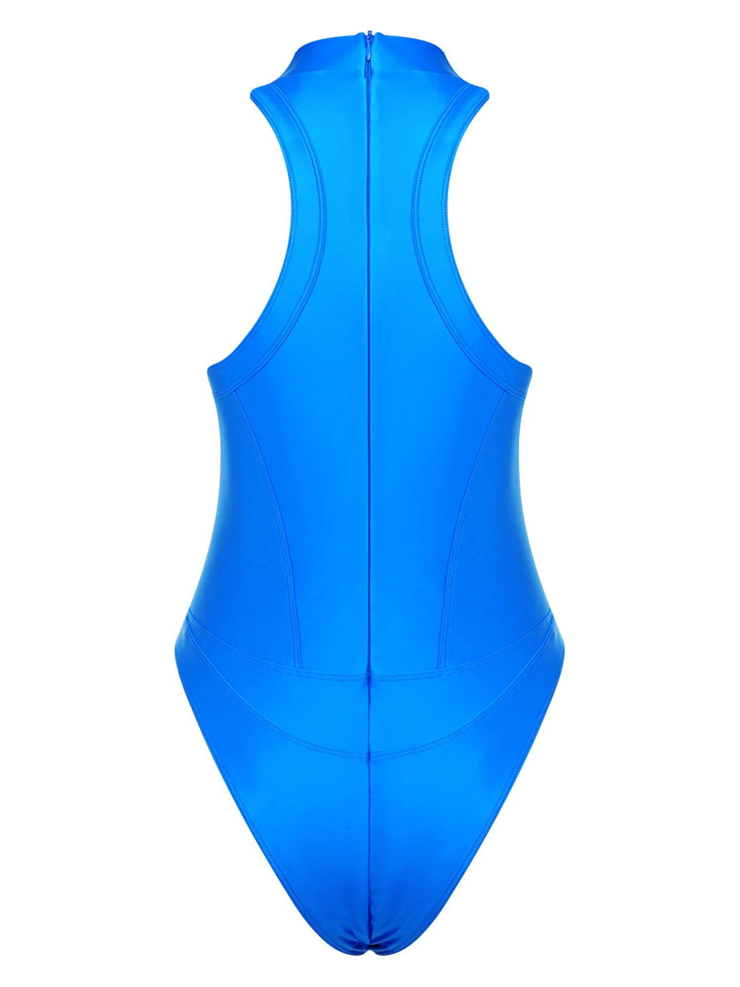 Womens Oil-shiny One-piece Bathing Suit Quick-drying Sleeveless Flat Seams High Cut Bodysuit Swimwear for Pool Beach Surfing