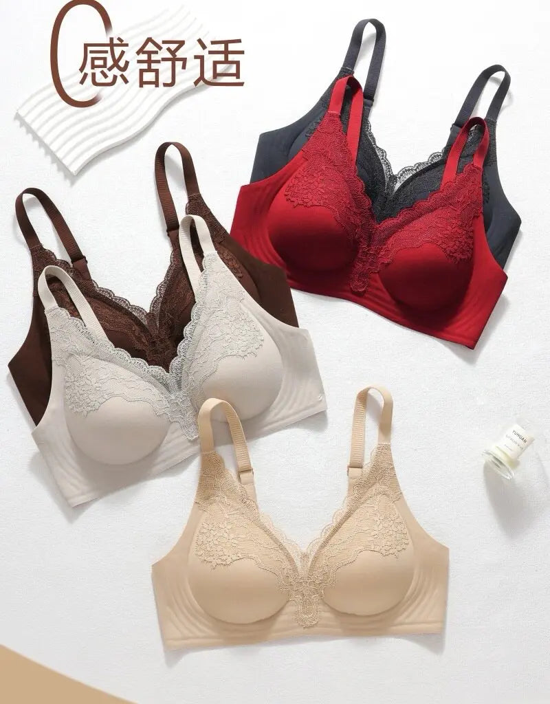 Women Deep V Lace Invisible Bra Skin Coverage Small Bust Shaping Non Empty Cup Adjustable Double Breasted  YEMOMO S-XL Hot Trend
