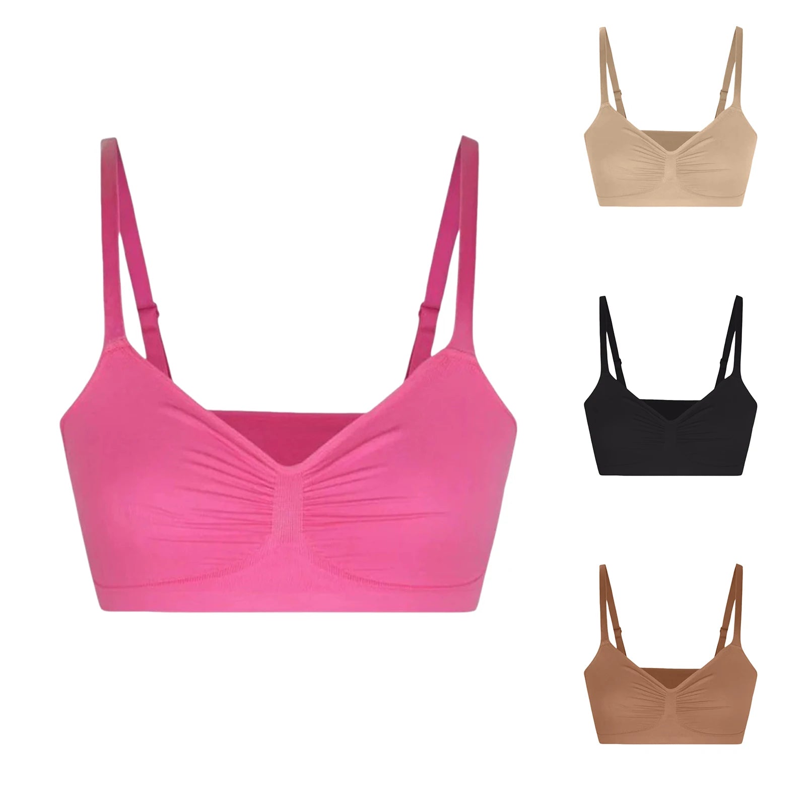 Adjustable Shoulder Straps Breasts Bra Seamless Bras Full Coverage Wireless Push Up Bra For Women Comfort Sculpting Bralettes