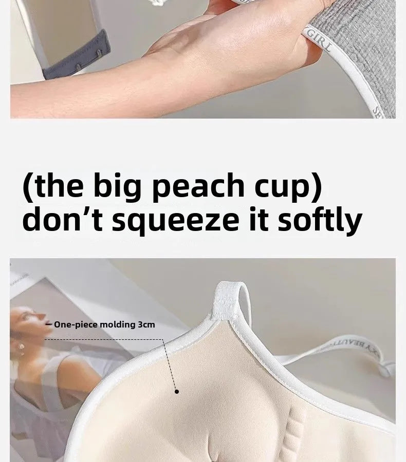 6cm Thickened Push-Up Bra for Small Chest Wireless No Steel Ring Anti-Slip Pads Seamless Invisible Adjustable Straps