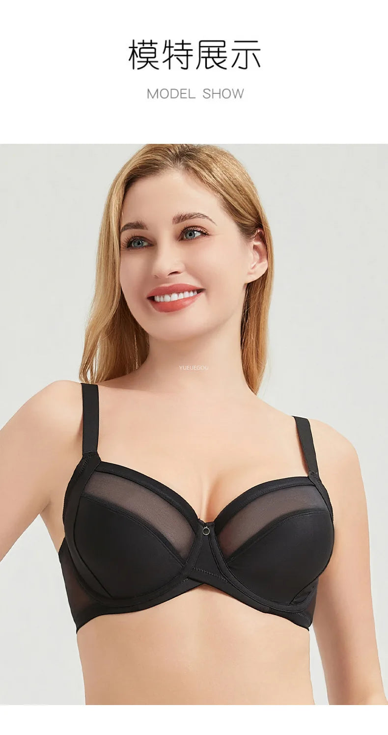 Plus Size Minimizer Bra Full Coverage Lift Support for Large Bust Wirefree Comfort Breathable Mesh Anti-Sagging E F G H I Cup