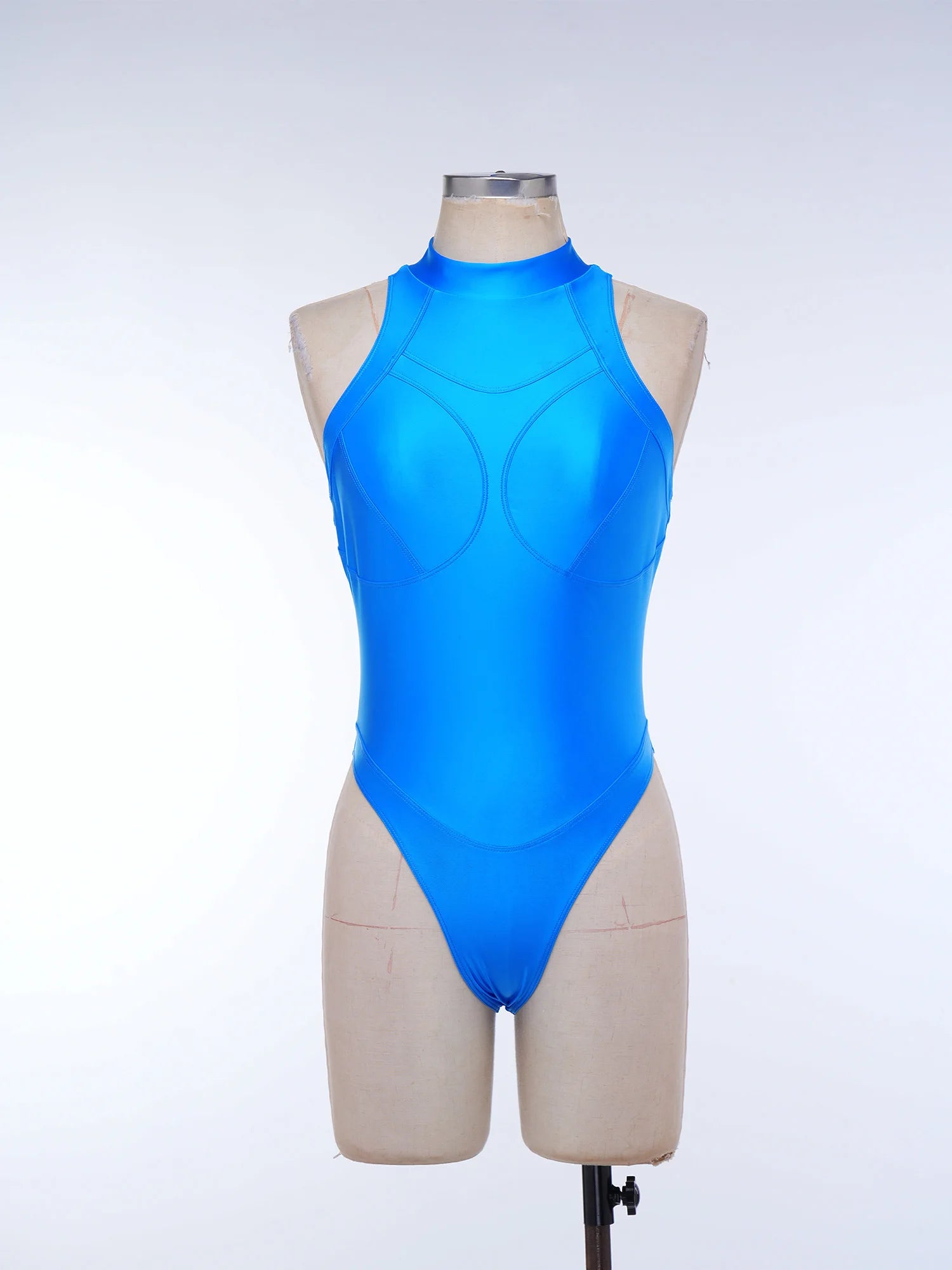 Womens Oil-shiny One-piece Bathing Suit Quick-drying Sleeveless Flat Seams High Cut Bodysuit Swimwear for Pool Beach Surfing