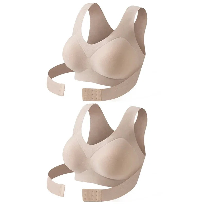 Wireless Posture Correction Bra for Women Seamless Push Up Bralette with Cross Back Support for Daily Shaping Lingerie