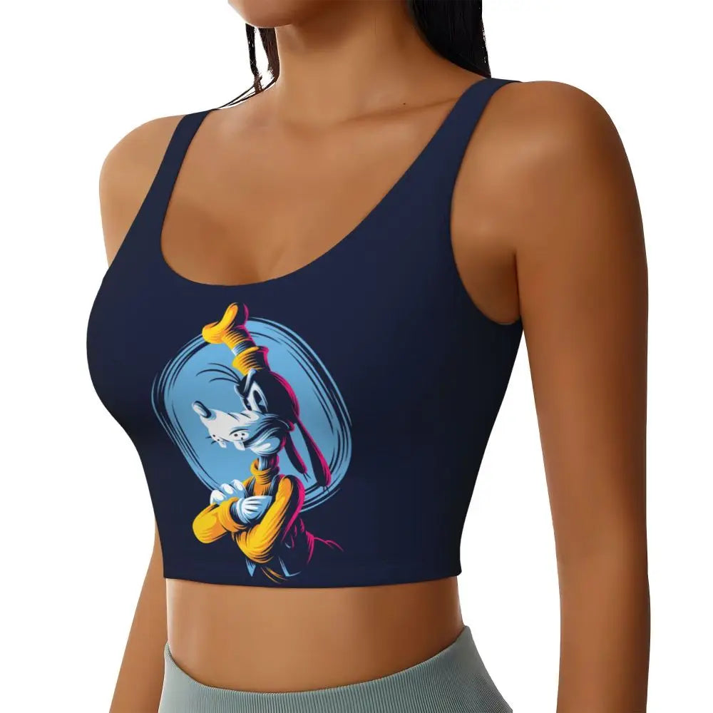 Custom Goofy Cartoons High Impact Sports Bras for Women Mangas Seamless Workout Running Crop Tank Tops