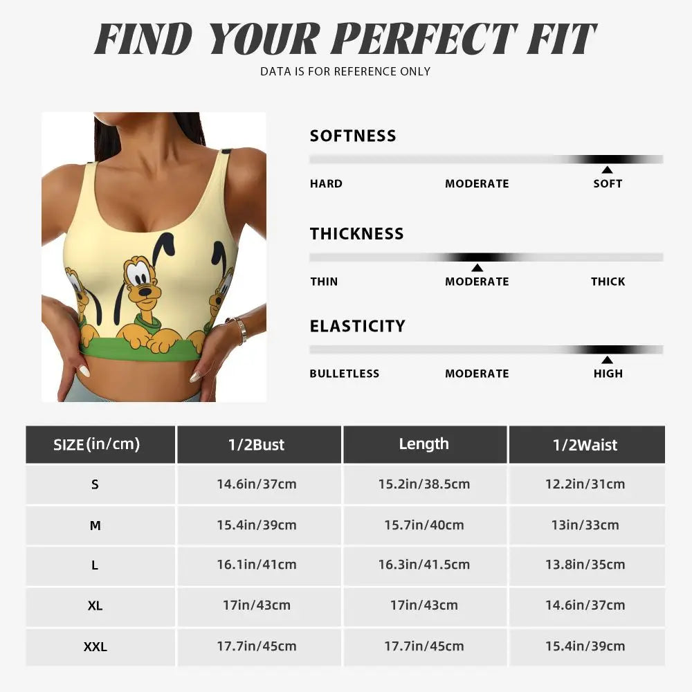Custom Pluto Anime Manga High Impact Sports Bras for Women Classic Seamless Workout Yoga Crop Tank Tops