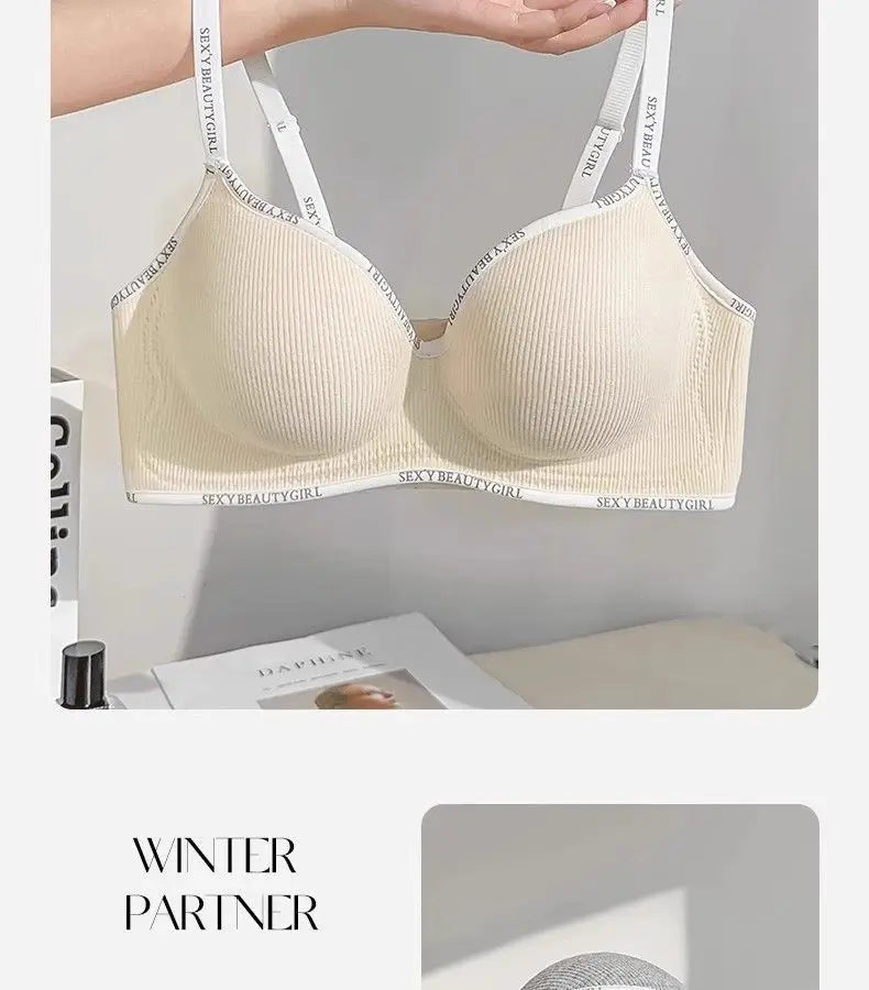 6cm Thickened Push-Up Bra for Small Chest Wireless No Steel Ring Anti-Slip Pads Seamless Invisible Adjustable Straps
