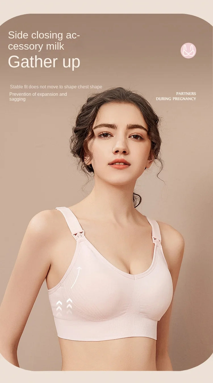 Wire-Free Nursing Bra for Pregnant Women with Large Bust Front Clip Maternity Full Cup Breathable Supportive Nursing Bras
