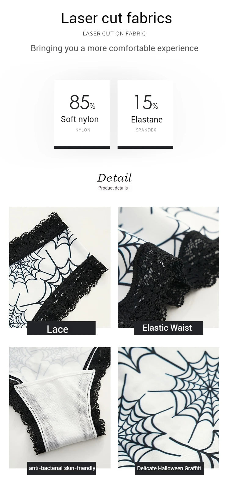 2Pc Set Lingerie Woman Sexy Underwear Lace Female Underwear Ghost Bat Butterfly Gothic Style Breathable Panties For Women