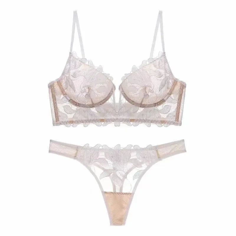 Women Lace Lingerie Set Elegant Sexy Bra Set See Through Underwear Ventilate Ladies Bra and Panty Set