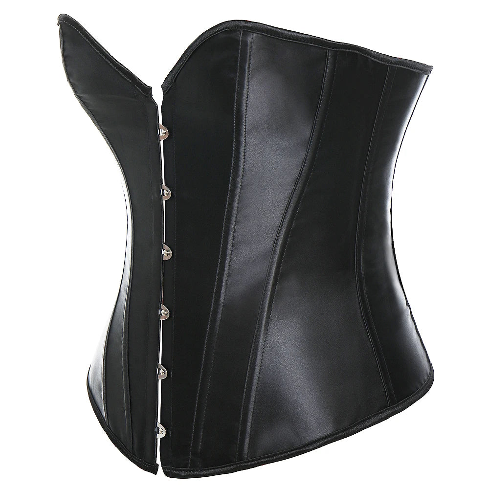 Women's Satin Corsets Top Lace Up Boned Punk Overbust Corset Bustier Lingerie Waist Cincher Body Shaper