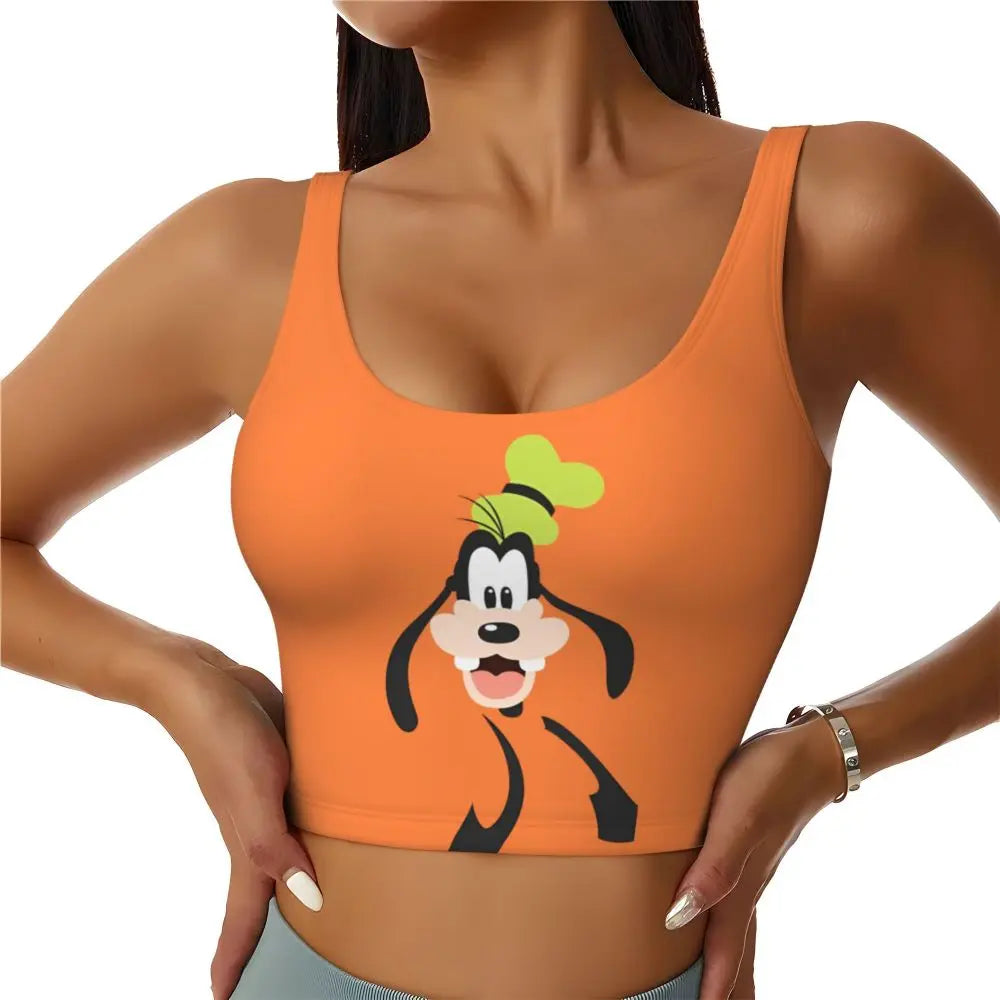 Custom Goofy Cartoons High Impact Sports Bras for Women Mangas Seamless Workout Running Crop Tank Tops