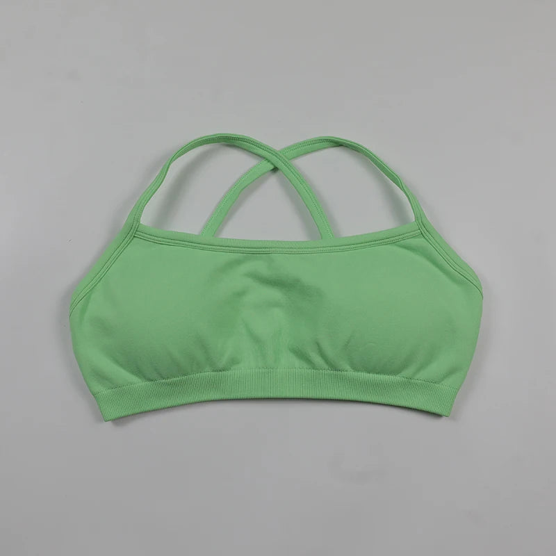 Women's Sports Bras For Running Push Up Seamless Yoga Bra Adjustable Straps Cross Back Fitness Athletic Bra Tops
