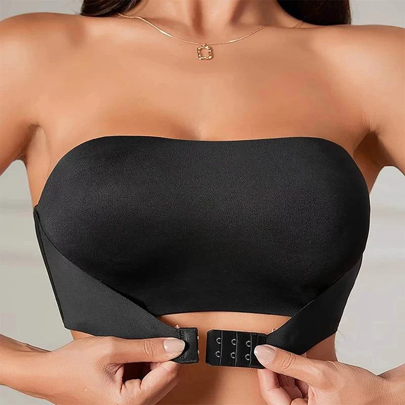 Sexy Seamless Front Button Strapless Bra Anti Glare Gathering Chest Hugging Beautiful Back Women Bra Strapless Non Slip Bra