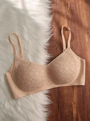 Bra Full Cup Japanese Lace Ultra Thin Wirefree Minimiser Seamless Slimming Large Chest Comfort Lift Nude Skin Tone Everyday S-XL