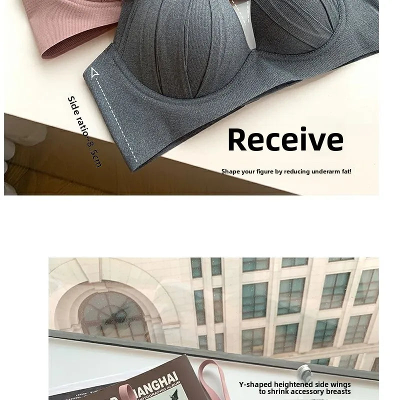 2026 New Pleated Bras Push Up Bra Small Chest No Steel Ring Wirelss Soft Bra Solid Color Sweet Seamless Bra